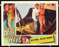 4c281 HEAT WAVE movie lobby card #8 '54 Alex Nicol & sexy bad girl Hillary Brooke on boat!