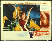 4c305 HIPPODROME movie lobby card #1 '61 German circus, great image of sexy woman w/tigers!