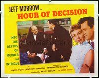 4c322 HOUR OF DECISION movie lobby card '57 Jeff Morrow & Hazel Court in cool border image!