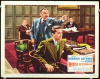4c325 HOUSE OF STRANGERS movie lobby card #3 '49 Edward G. Robinson & Richard Conte in courtroom!