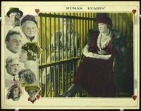 4c331 HUMAN HEARTS movie lobby card '22 cool image of girl in jail!