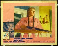 4c337 HUSH...HUSH, SWEET CHARLOTTE LC #3 '65 great c/u of crazy Bette Davis w/pigtails & shotgun!