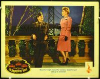 4c346 IMPATIENT YEARS movie lobby card '44 great image of Jean Arthur & Lee Bowman at night!