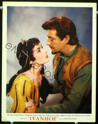 4c357 IVANHOE photolobby '52 great romantic close up of Elizabeth Taylor & Robert Taylor!