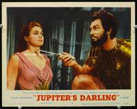 4c370 JUPITER'S DARLING LC #2 '55 wild image of Esther Williams held at knifepoint by Howard Keel!