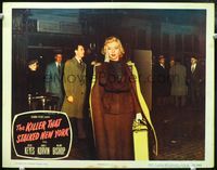 4c375 KILLER THAT STALKED NEW YORK movie lobby card #2 '50 image of stressed out Evelyn Keyes!