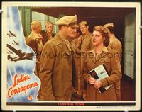 4c397 LADIES COURAGEOUS movie lobby card '44 airplane factory worker Diana Barrymore!