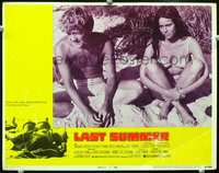 4c410 LAST SUMMER movie lobby card #3 '69 super sexy Barbara Hershey sits with Richard Thomas!