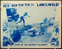 4c414 LAW OF THE WILD chap 8 LC '34 Bob Custer leaping onto bad guy from top of rock, serial!