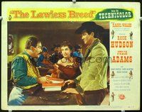 4c415 LAWLESS BREED movie lobby card #8 '53 cool image of cowboy Rock Hudson, Julie Adams!