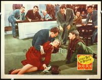 4c417 LEAVE HER TO HEAVEN movie lobby card '45 Gene Tierney faints in Cornel Wilde's arms!