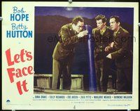 4c420 LET'S FACE IT LC #2 '43 wacky image of Bob Hope looking in periscope from the wrong end!