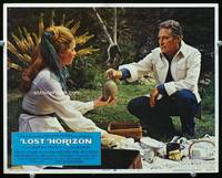 4c437 LOST HORIZON movie lobby card #2 '72 Peter Finch & Liv Ullmann at a picnic!