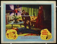 4c440 LUCKY STIFF movie lobby card #5 '48 pretty Dorothy Lamour & Brian Donlevy find dead man!