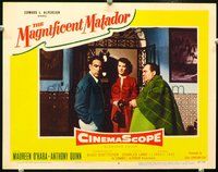 4c447 MAGNIFICENT MATADOR movie lobby card #6 '55 cool image of Maureen O'Hara, Anthony Quinn!