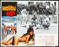 4c452 MALIBU HIGH movie lobby card #5 '79 sexy half-clad smiling beach girl, teens in the street!