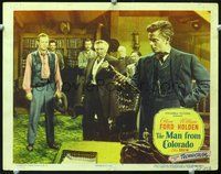 4c456 MAN FROM COLORADO movie lobby card #5 '48 dramatic image of Glenn Ford & William Holden!