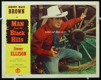 4c457 MAN FROM THE BLACK HILLS movie lobby card #3 '52 cool image of cowboy Johnny Mack Brown!
