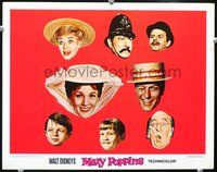 4c474 MARY POPPINS lobby card R73 Walt Disney, cool headshots of Julie Andrews, Dick Van Dyke, cast!
