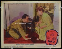 4c570 OVER 21 movie lobby card '45 Irene Dunne & Alexander Knox have met somewhere before!