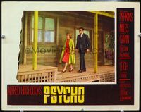4c622 PSYCHO movie lobby card #8 '60 Alfred Hitchcock, Vera Miles & John Gavin at the Bates Motel!