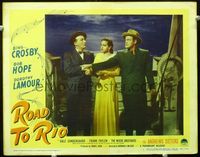 4c669 ROAD TO RIO LC #5 '48 Bob Hope grabs Bing Crosby's arm in front of sexy Dorothy Lamour!