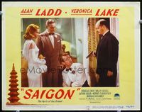 4c683 SAIGON LC #6 '48 great image of Alan Ladd in white tux, Veronica Lake in sexiest dress!