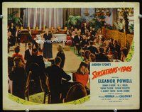 4c705 SENSATIONS OF 1945 movie lobby card '44 cool image of Eleanor Powell singing w/big band!