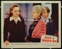 4c727 SHE'S A SOLDIER TOO movie lobby card '44 great image of Nina Foch & Beulah Bondi arguing!