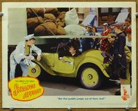 4c790 STRANGE AFFAIR movie lobby card '44 great image of wacky puddle jumper car under truck!