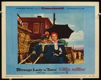4c793 STRANGE LADY IN TOWN LC #4 '55 great image of Greer Garson on wagon w/Gonzalez Gonzalez!