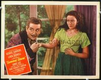 4c798 SUMMER STORM movie lobby card '44 great image of scared-looking Linda Darnell!