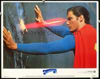 4c802 SUPERMAN III movie lobby card #1 '83 great image of Christopher Reeve using heat vision!