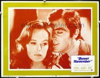 4c806 SWEET NOVEMBER movie lobby card #4 '68 romantic close-up of Sandy Dennis & Anthony Newley!
