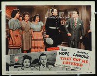 4c831 THEY GOT ME COVERED lobby card #2 R51 beautiful Dorothy Lamour w/housewives & wacky Bob Hope!