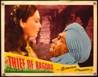 4c837 THIEF OF BAGDAD lobby card R47 great super close up of Conrad Veidt obsessed with June Duprez!