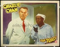 4c881 TRAP LC #4 '47 great close 2-shot of Sidney Toler as Charlie Chan & scared Mantan Moreland!
