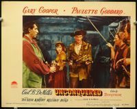 4c904 UNCONQUERED LC #2 '47 great close up of Gary Cooper pointing guns with Goddard at his side!