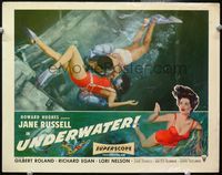 4c907 UNDERWATER LC #8 '55 Howard Hughes, sexiest scuba diver Jane Russell with Richard Egan!