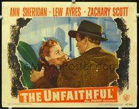 4c908 UNFAITHFUL movie lobby card #8 '47 sexy Ann Sheridan being attacked!