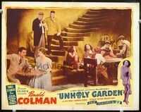 4c910 UNHOLY GARDEN lobby card #8 R44 Ronald Colman, Fay Wray, thrill stained - see notorious women!