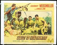 4c915 VALLEY OF HEAD HUNTERS lobby card '53 Johnny Weismuller as Jungle Jim, really cool border art!