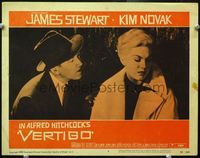 4c919 VERTIGO LC #1 '58 Alfred Hitchcock, close up of James Stewart & sexy blonde-haired Kim Novak!