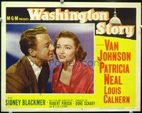 4c940 WASHINGTON STORY movie lobby card #6 '52 close-up of Van Johnson, Patricia Neal!