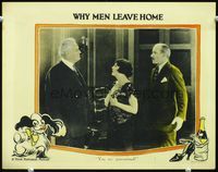 4c970 WHY MEN LEAVE HOME movie lobby card '24 Helene Chadwick, cool cartoon artwork!