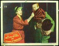 4c982 WOMAN OF DISTINCTION lobby card #2 '50 Rosalind Russell smacks Ray Milland with her purse!