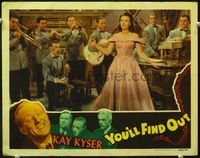 4c993 YOU'LL FIND OUT LC '40 woman sings with band, great border image of Lugosi, Karloff & Lorre!