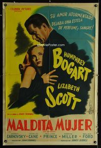 4e015 DEAD RECKONING Argentinean '47 great art of Humphrey Bogart holding sexy Lizabeth Scott!