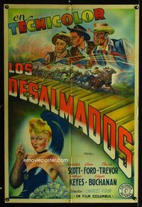 4e019 DESPERADOES Argentinean '43 Randolph Scott, Glenn Ford, sexy smoking bad girl Claire Trevor!