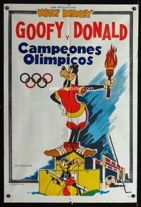4e035 GOOFY & DONALD OLYMPIC CHAMPIONS Argentinean '60s Disney, wonderful cartoon sports images!